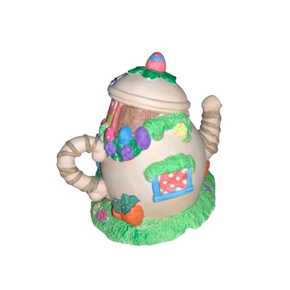 Easter Jubilee Carrot Shop Porcelain Teapot Village House - Picture 6 of 14